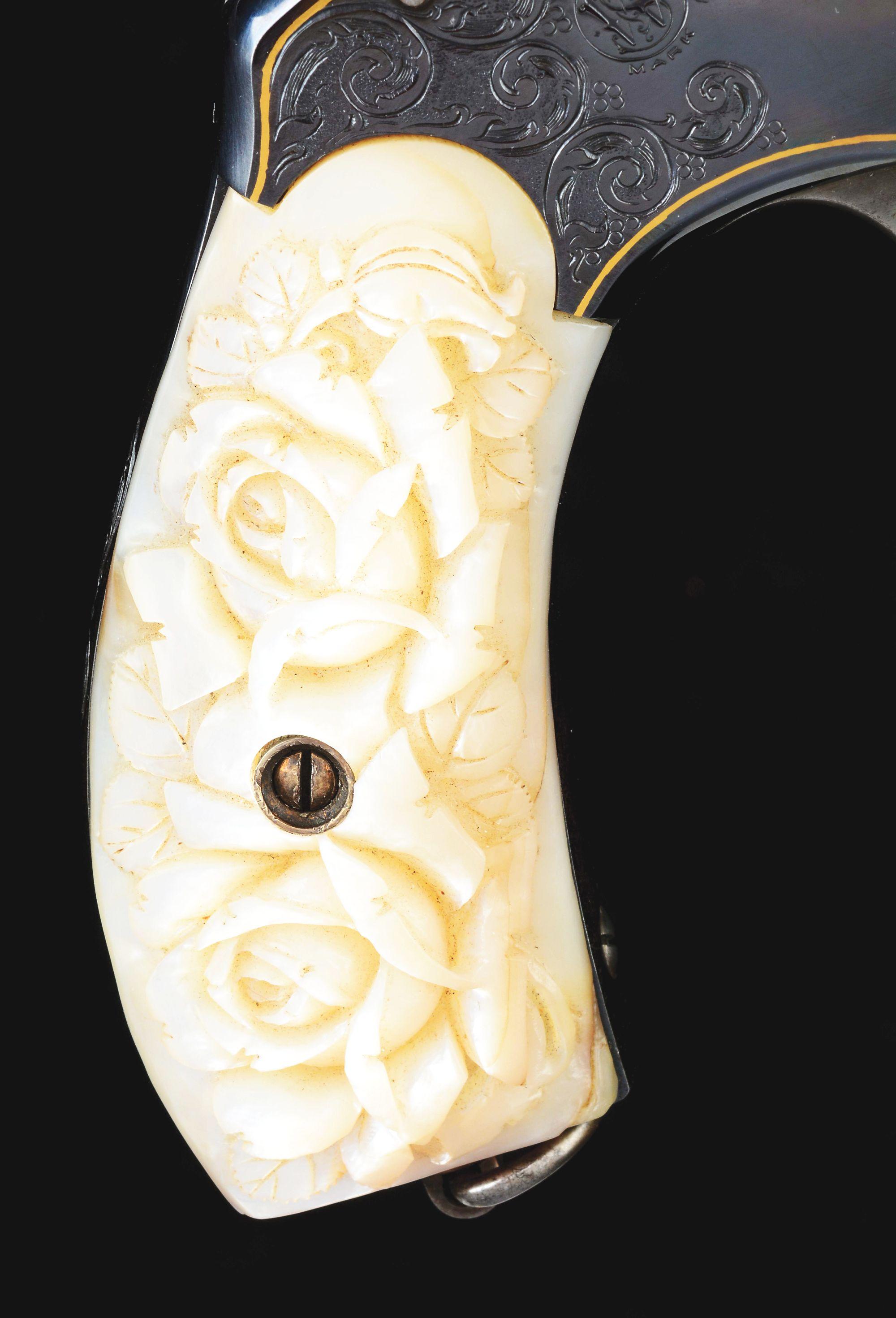 (A) Cased Pair of Japanese Engraved Smith & Wesson No. 3 Revolvers with Carved Pearl Grips.