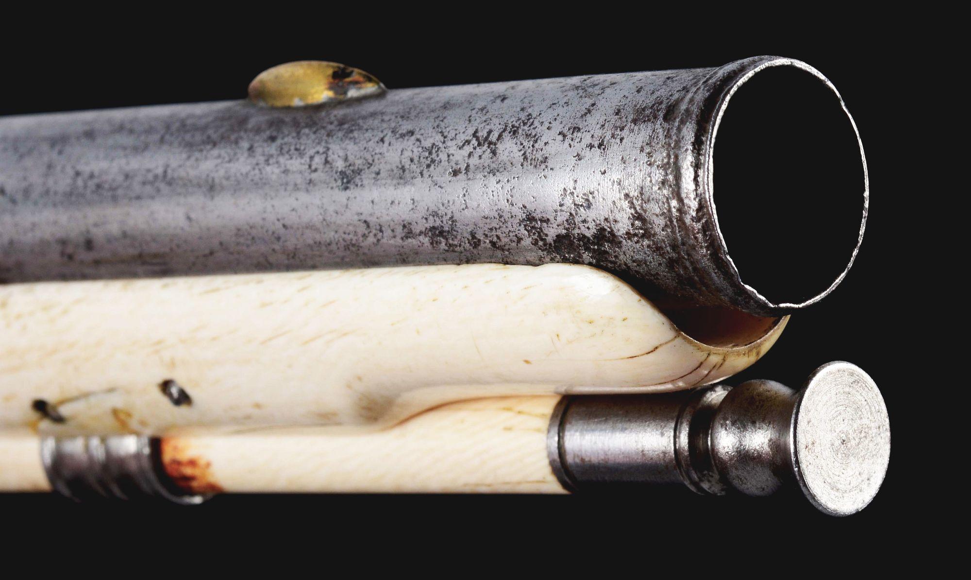 (A) An Extremely Rare and Magnificent Dutch Ivory Stock Flintlock Pistol, Maastricht Circa 1675 With
