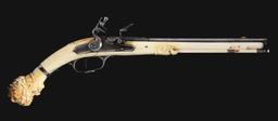 (A) An Extremely Rare and Magnificent Dutch Ivory Stock Flintlock Pistol, Maastricht Circa 1675 With