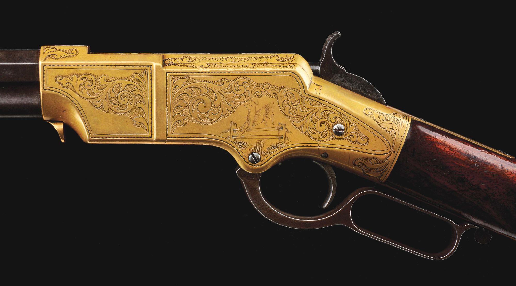 (A)Rare Hoggson Engraved Model 1860 Henry Lever Action Rifle.