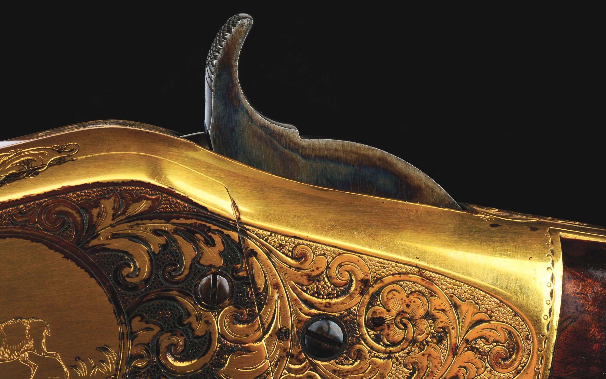 (A) Incredibly Rare J. Ulrich Signed, Engraved & Gold Plated Winchester Model 1866 Lever Action Rifl