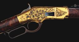 (A) Incredibly Rare J. Ulrich Signed, Engraved & Gold Plated Winchester Model 1866 Lever Action Rifl