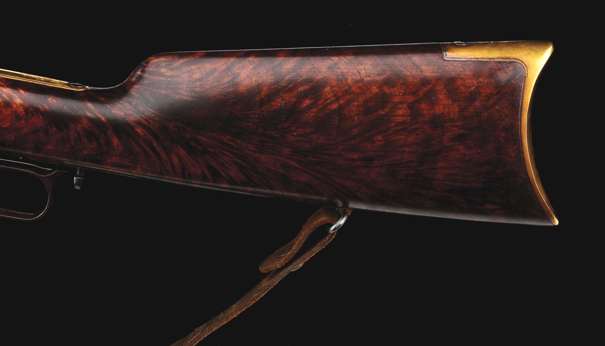 (A) Incredibly Rare J. Ulrich Signed, Engraved & Gold Plated Winchester Model 1866 Lever Action Rifl