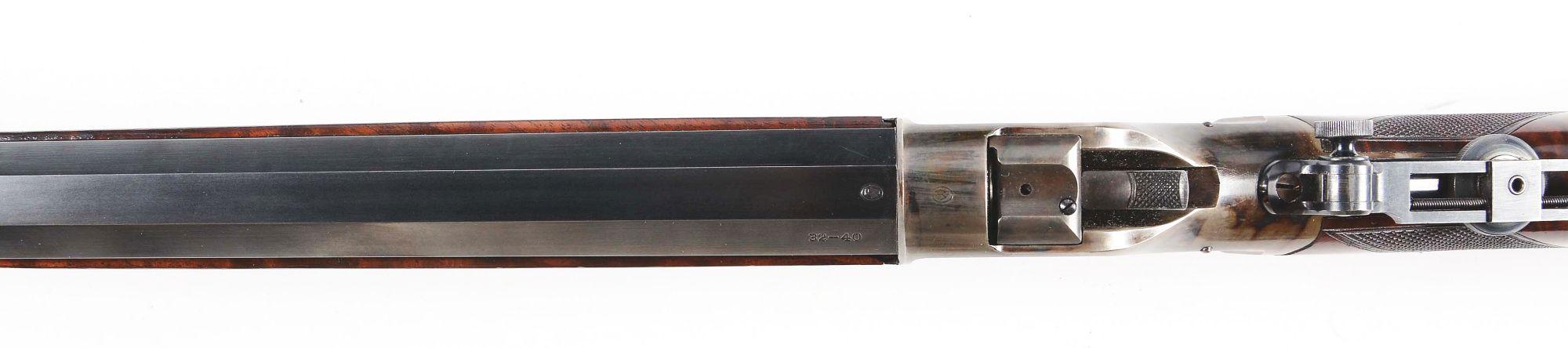 (A) Fine Condition Winchester High Wall 1885 Mid Range Single Shot Rifle with Case Colored Action.