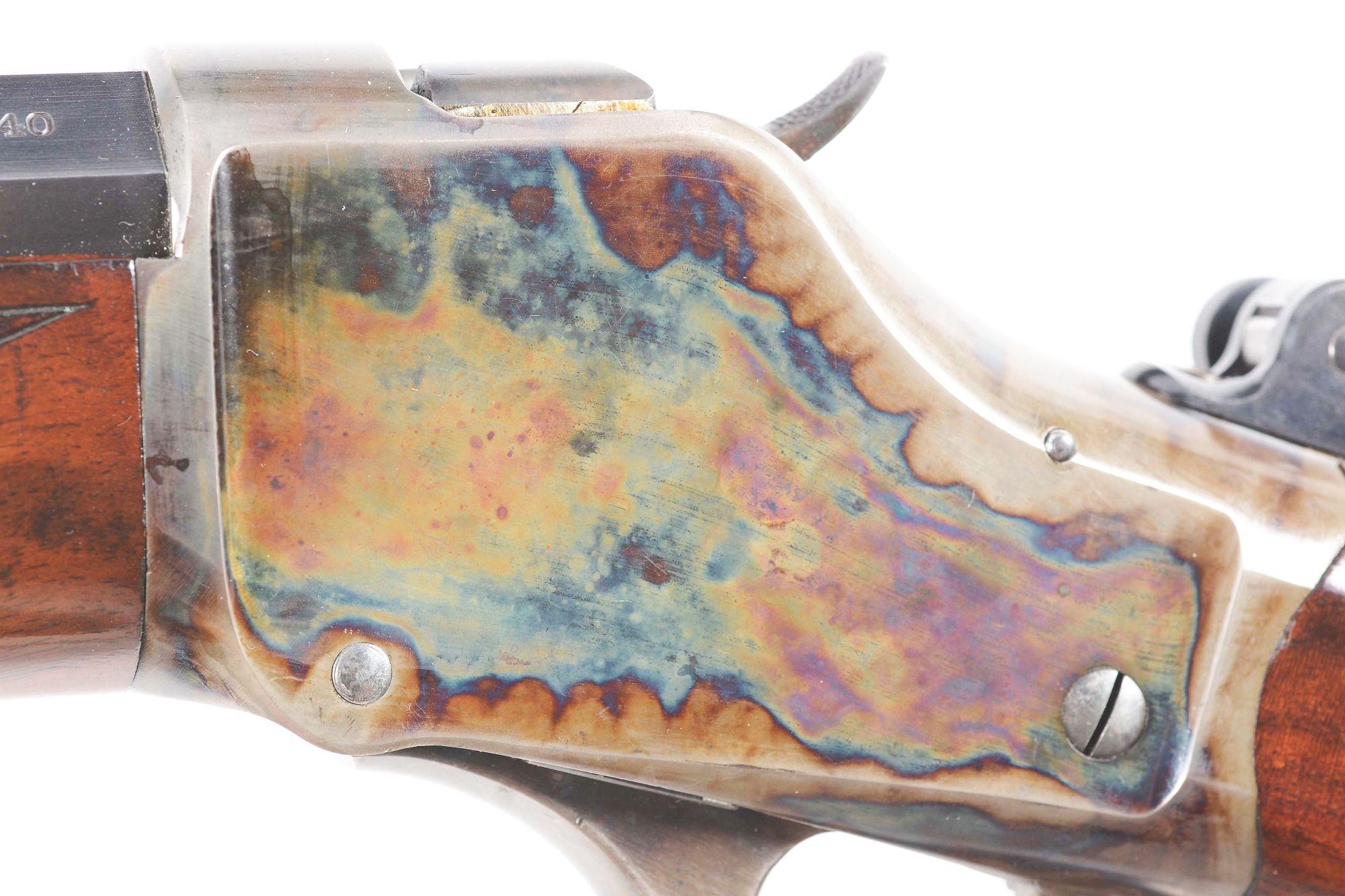 (A) Fine Condition Winchester High Wall 1885 Mid Range Single Shot Rifle with Case Colored Action.