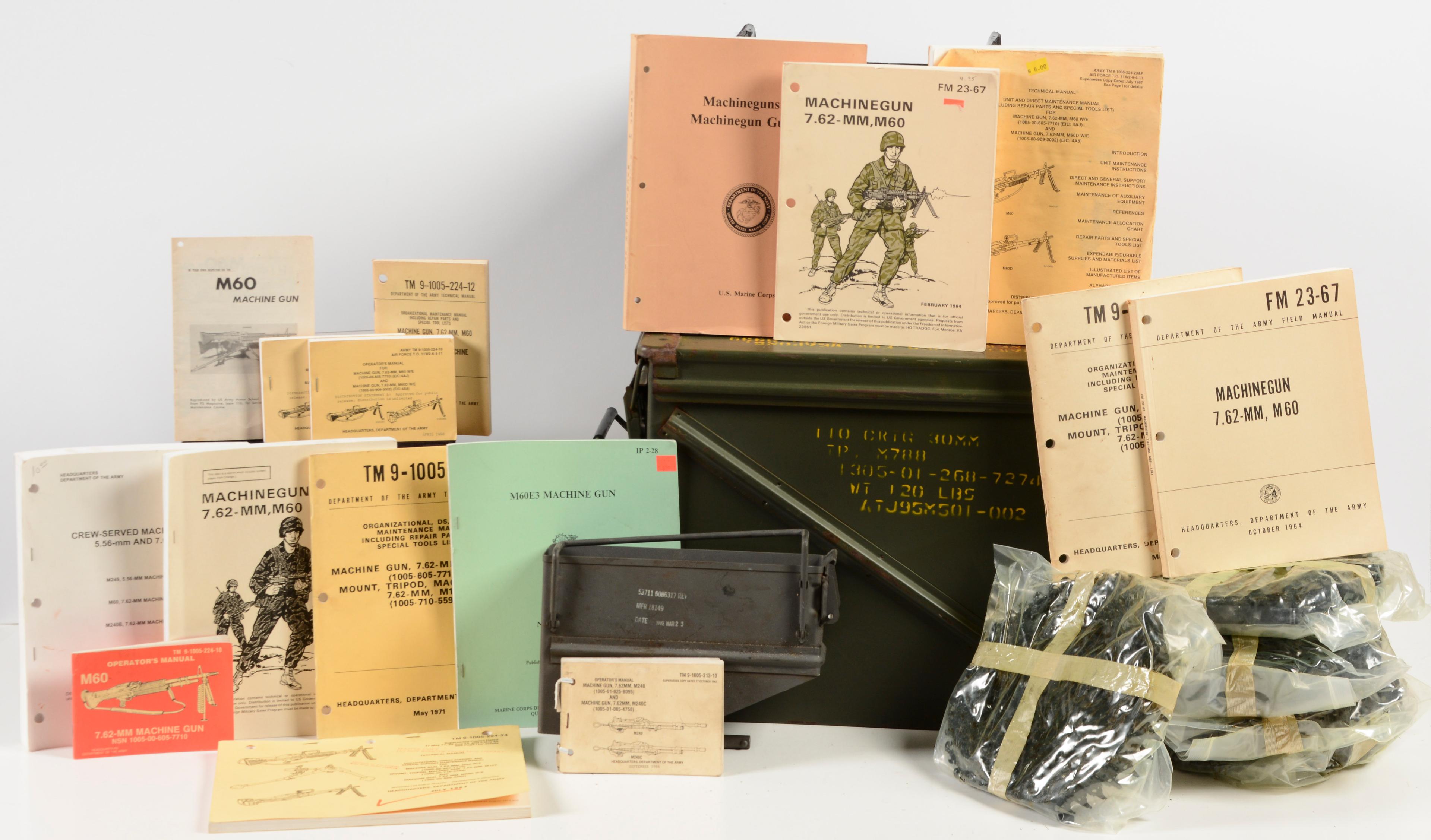 Highly Desirable Lot of M-60 Manuals, and Conversion Feed Tray For M-60 Machine Gun to Non-disintegr