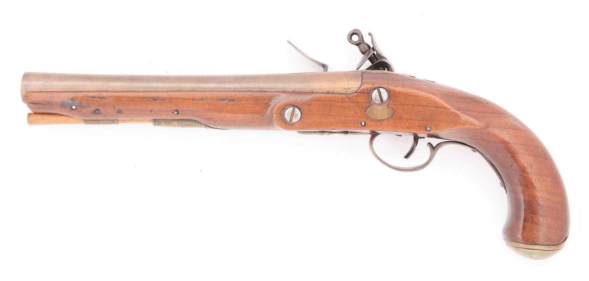 (A) AN UNMARKED AMERICAN FLINTLOCK KENTUCKY STYLE PISTOL.
