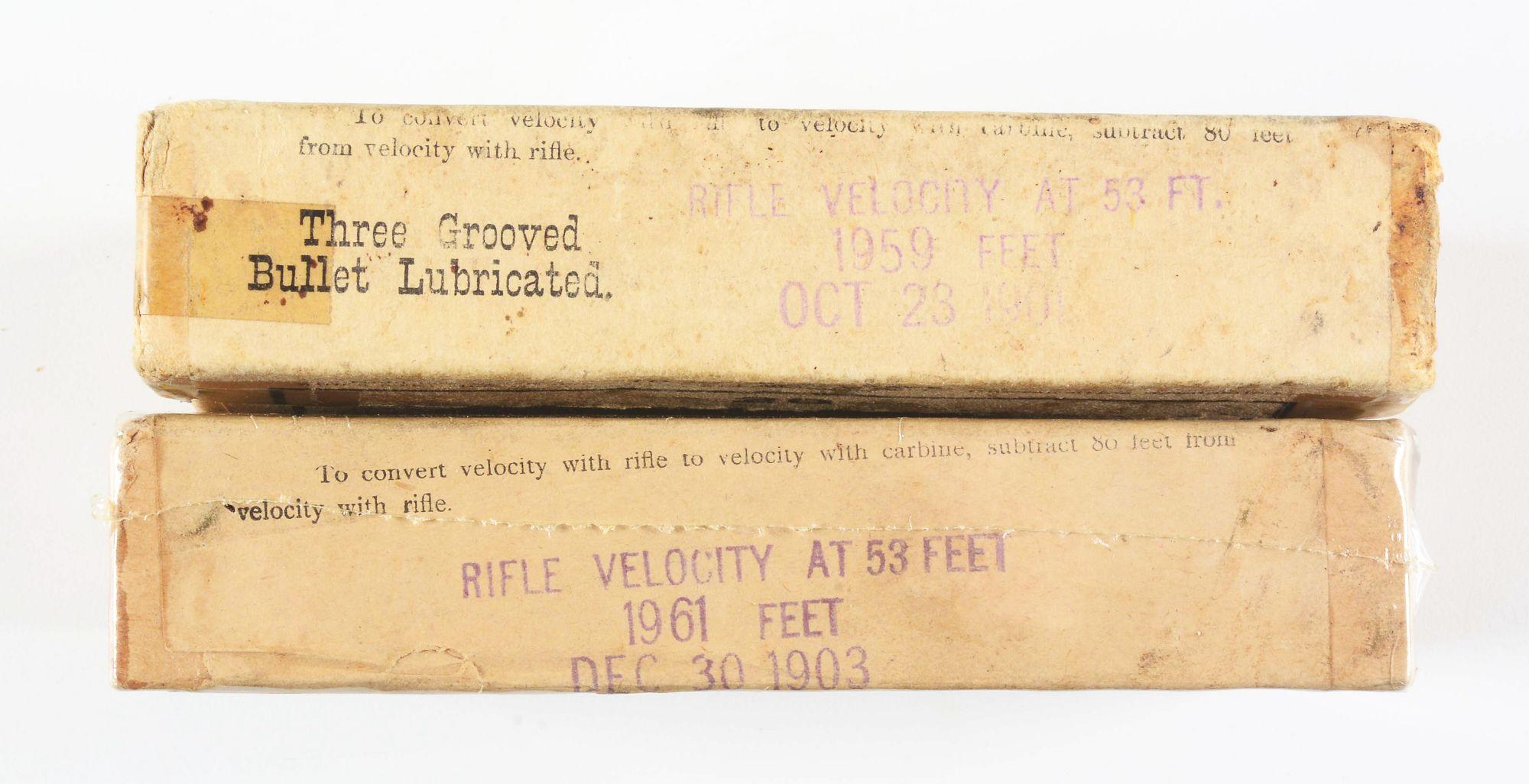 LOT OF 2: BOXES OF AMMO FOR THE US MAGAZINE RIFLE.