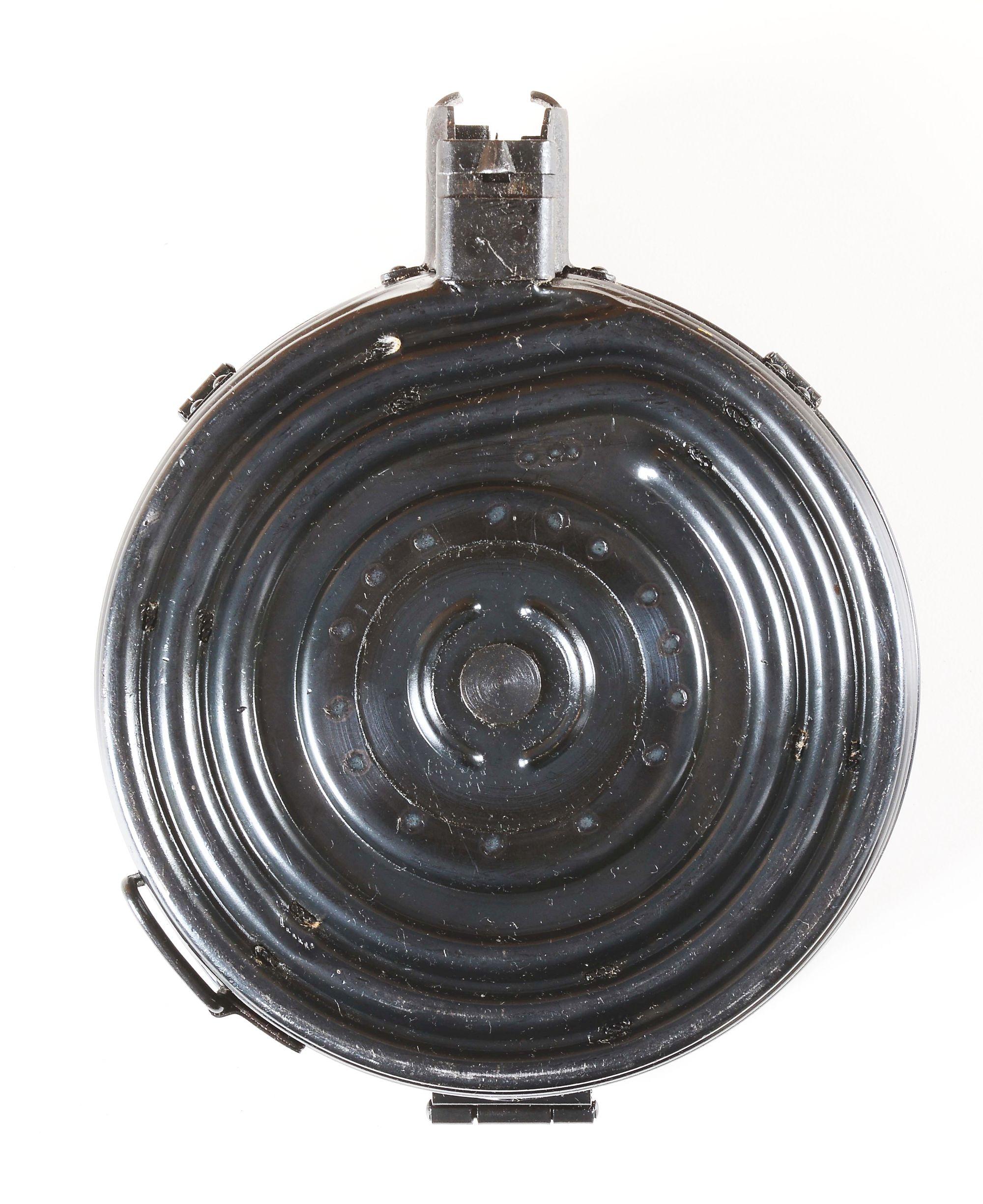IMPORTER CRATE OF 20 SEALED PRE-BAN 75 ROUND AK DRUM MAGAZINES.