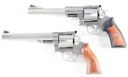 (M) LOT OF TWO: TWO CASED RUGER DOUBLE ACTION REVOLVERS, ONE SUPER REDHAWK AND ONE REDHAWK.