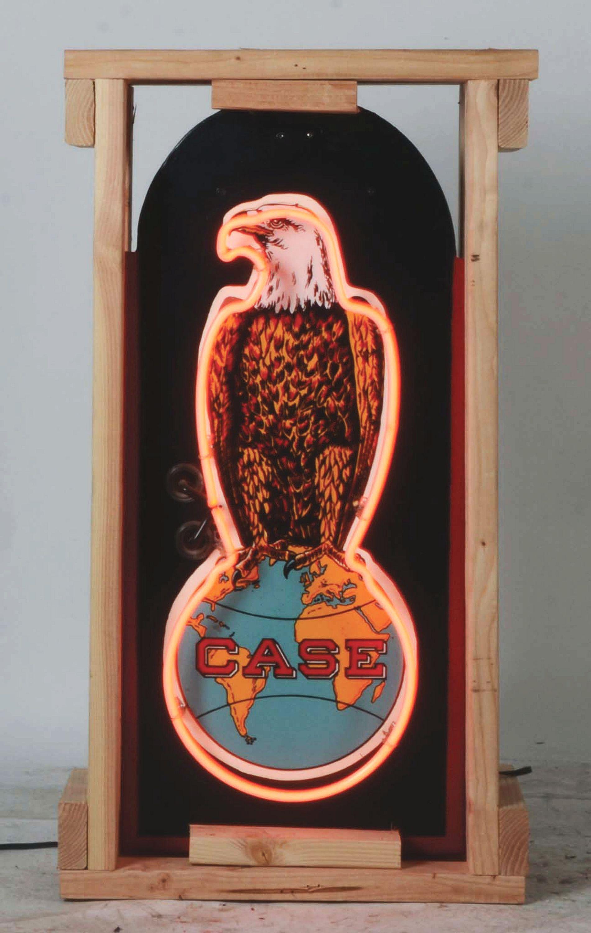 Case Eagle Porcelain Neon Sign On Metal Can.