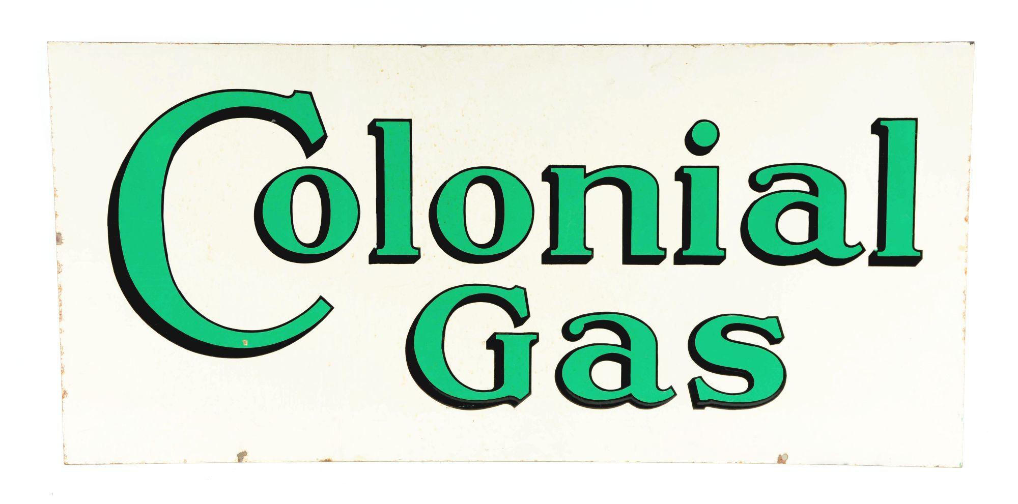 Colonial Gas Porcelain Service Station Sign.