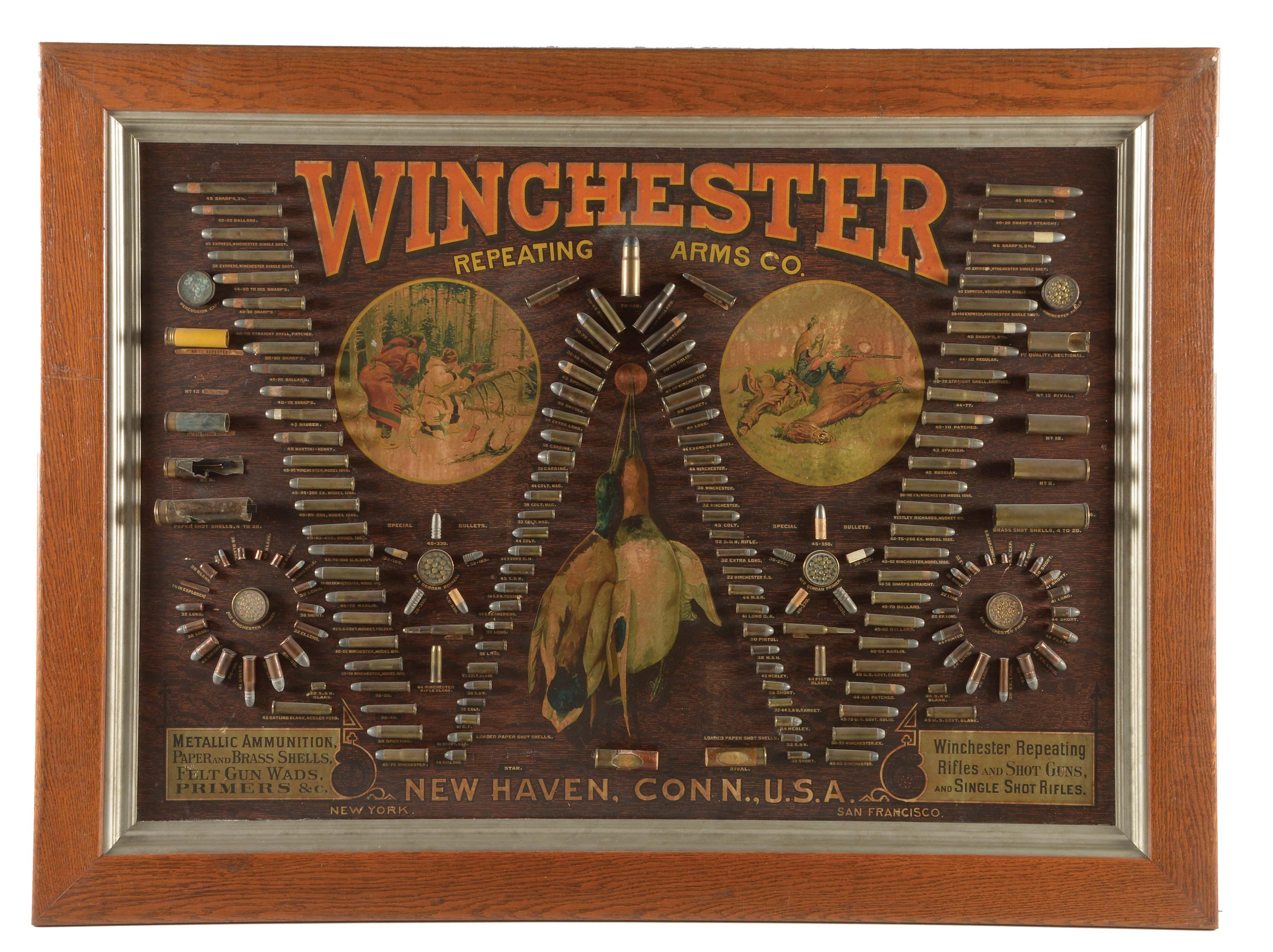 CIRCA 1890'S SINGLE W WINCHESTER CARTRIDGE BOARD.