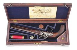 (A) A FINE CASED JOSEPH MANTON FLINTLOCK PISTOL.