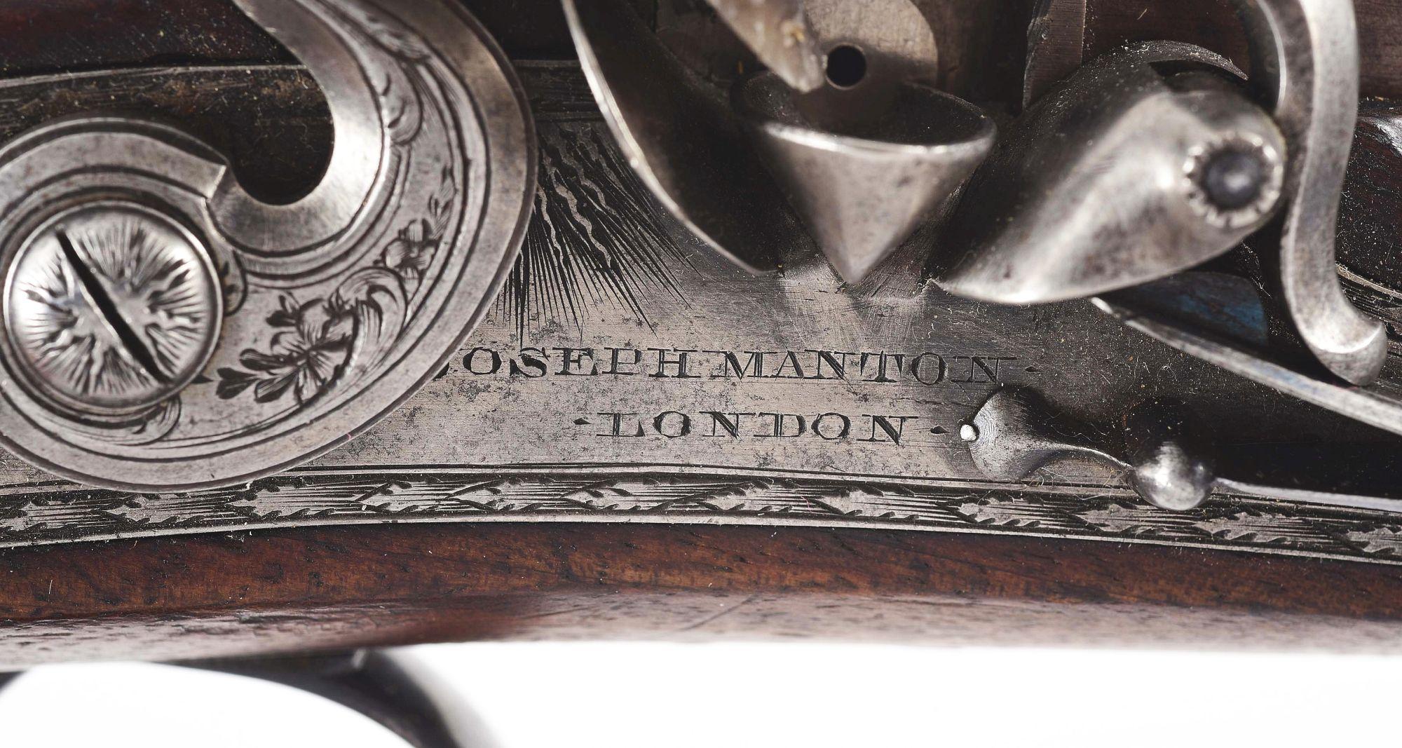 (A) A FINE CASED JOSEPH MANTON FLINTLOCK PISTOL.