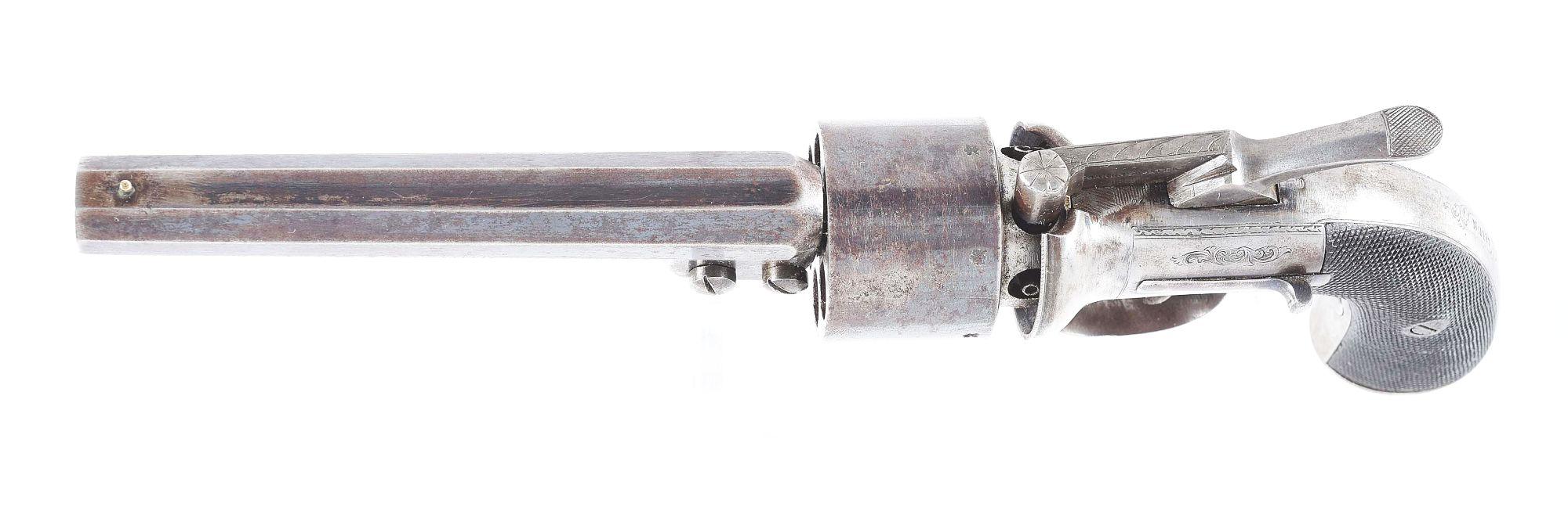 (A) T.K. BAKER BAR HAMMER .44 PERCUSSION REVOLVER WITH CASE