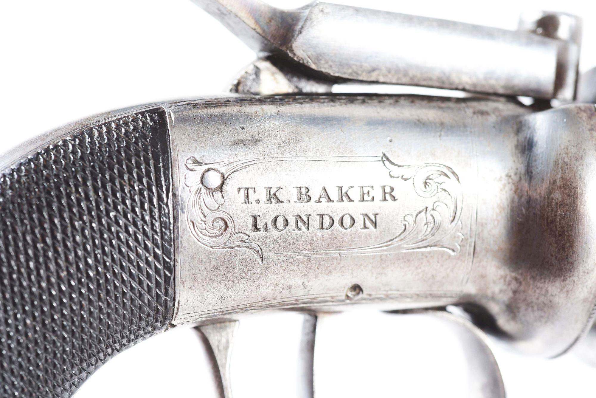 (A) T.K. BAKER BAR HAMMER .44 PERCUSSION REVOLVER WITH CASE