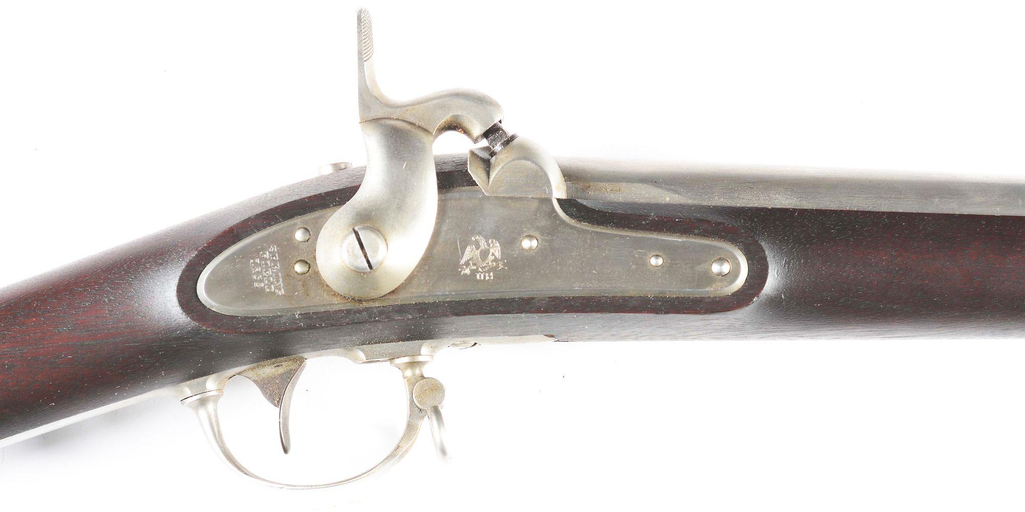 (A) EXTREMELY FINE SPRINGFIELD MODEL 1842 .69 CALIBER PERCUSSION RIFLE DATED 1853.