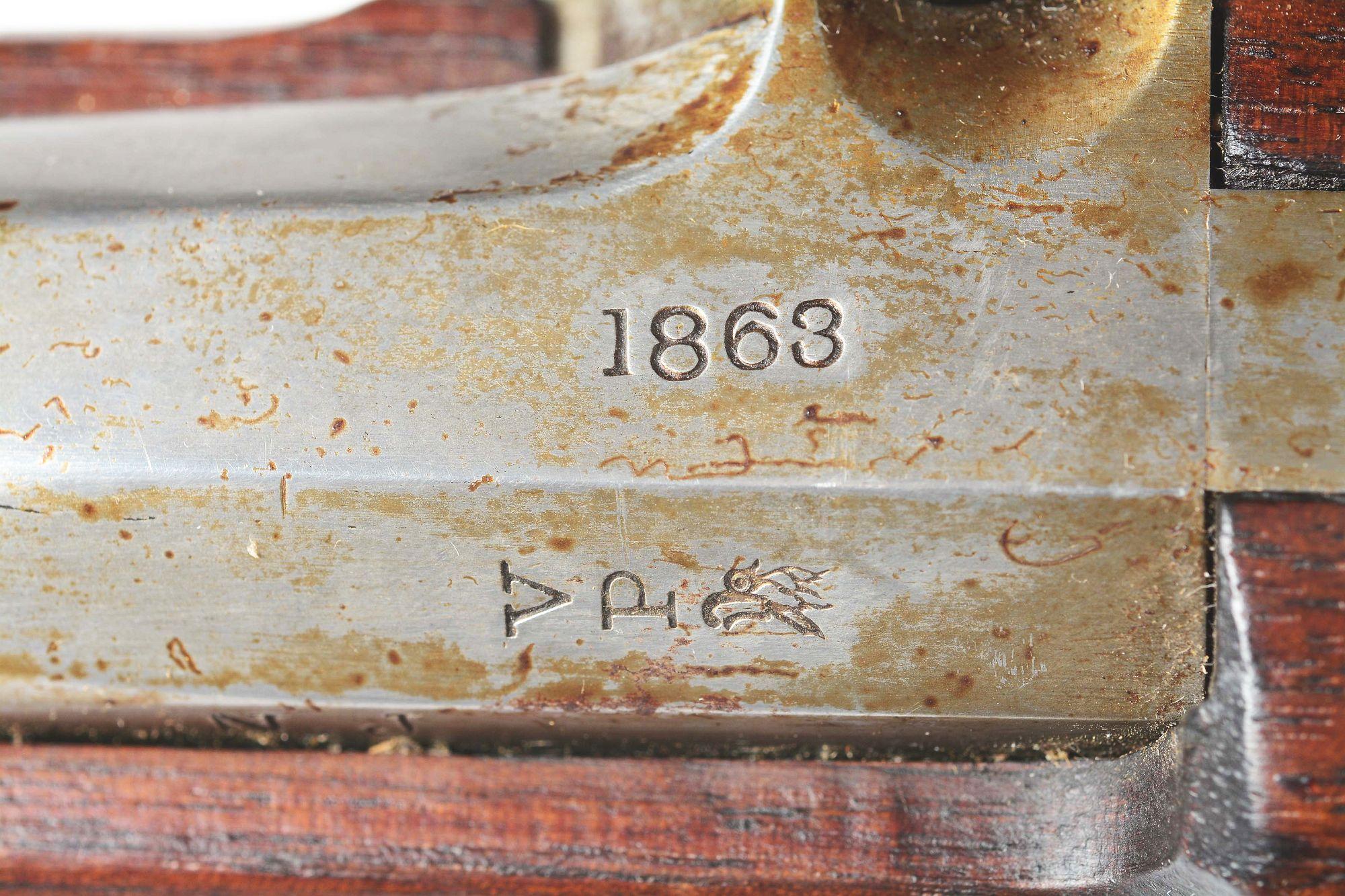 (A) FINE SAVAGE MODEL 1861 .58 CALIBER NEW JERSEY CONTRACT RIFLED MUSKET DATED 1863.
