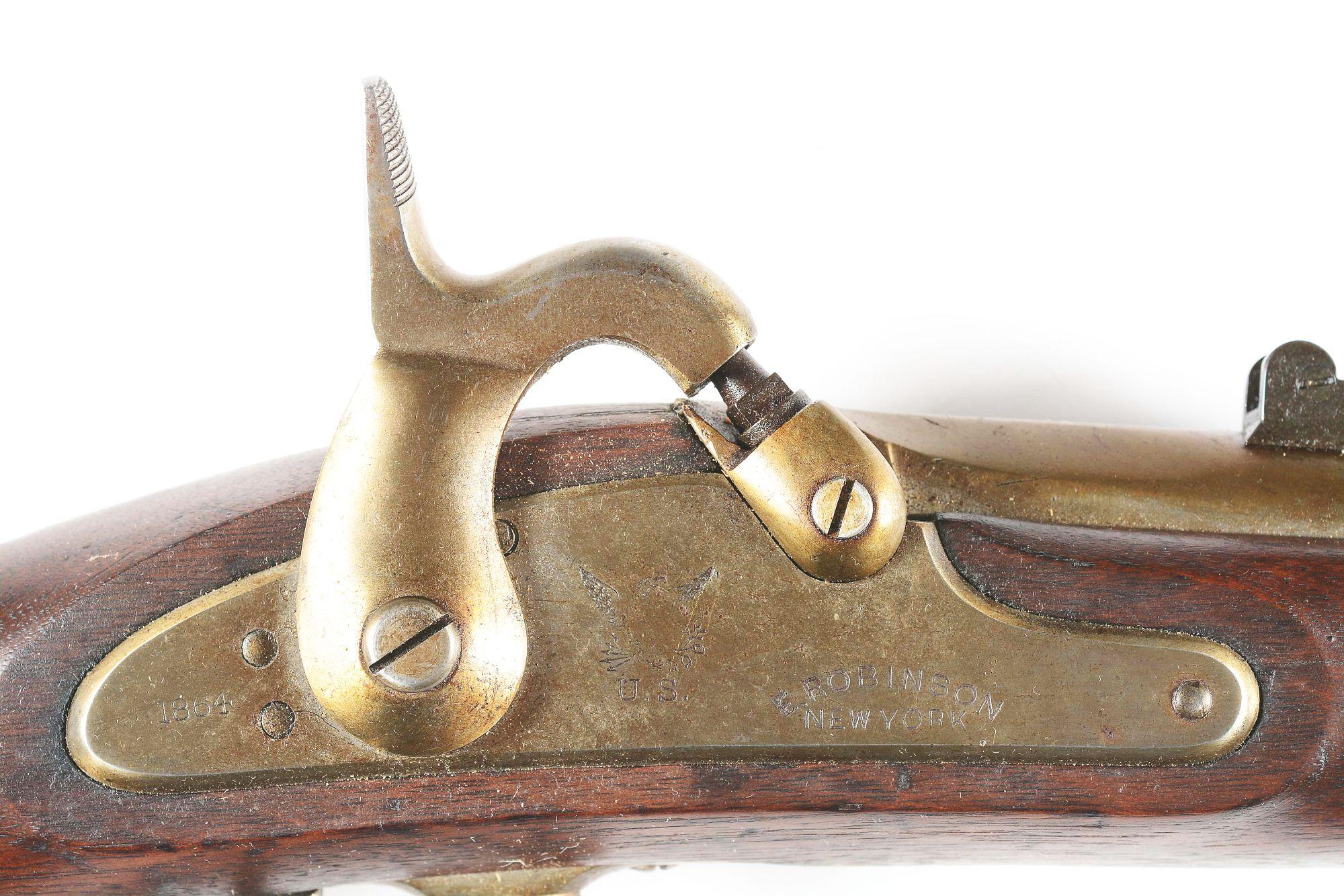 (A) FINE AND SCARCE E. ROBINSON NEW YORK MODEL 1861 .58 CALIBER CONTRACT RIFLED MUSKET DATED 1864.