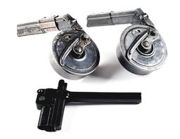 LOT OF 3: TWO P.08 SNAIL DRUM MAGAZINES, ONE WITH MP-18 ADAPTER & ONE REPRODUCTION SNAIL DRUM LOADER