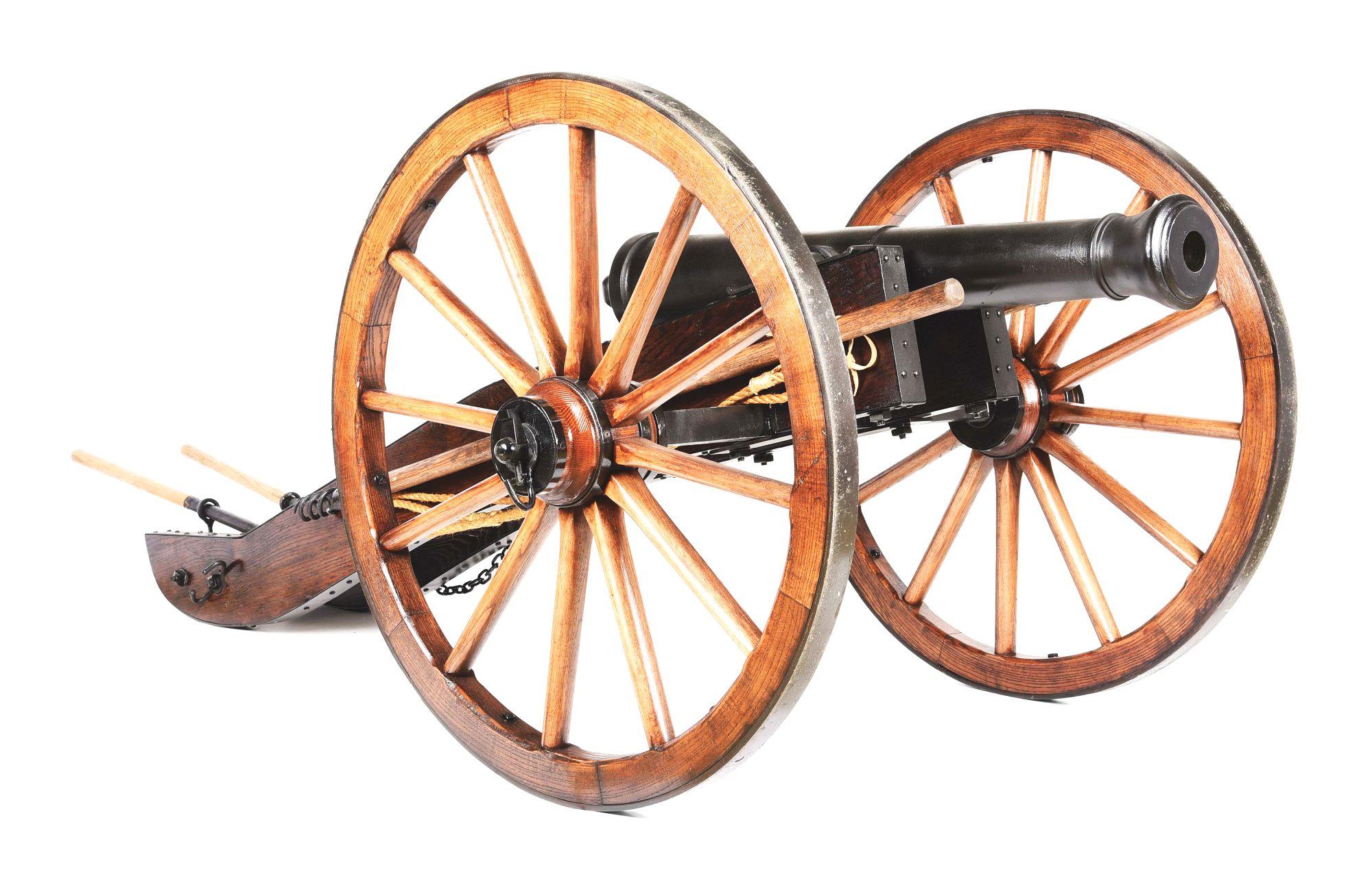 WELL-MADE FULL SCALE 3 POUNDER REVOLUTIONARY WAR STYLE CANNON WITH ACCESSORIES.