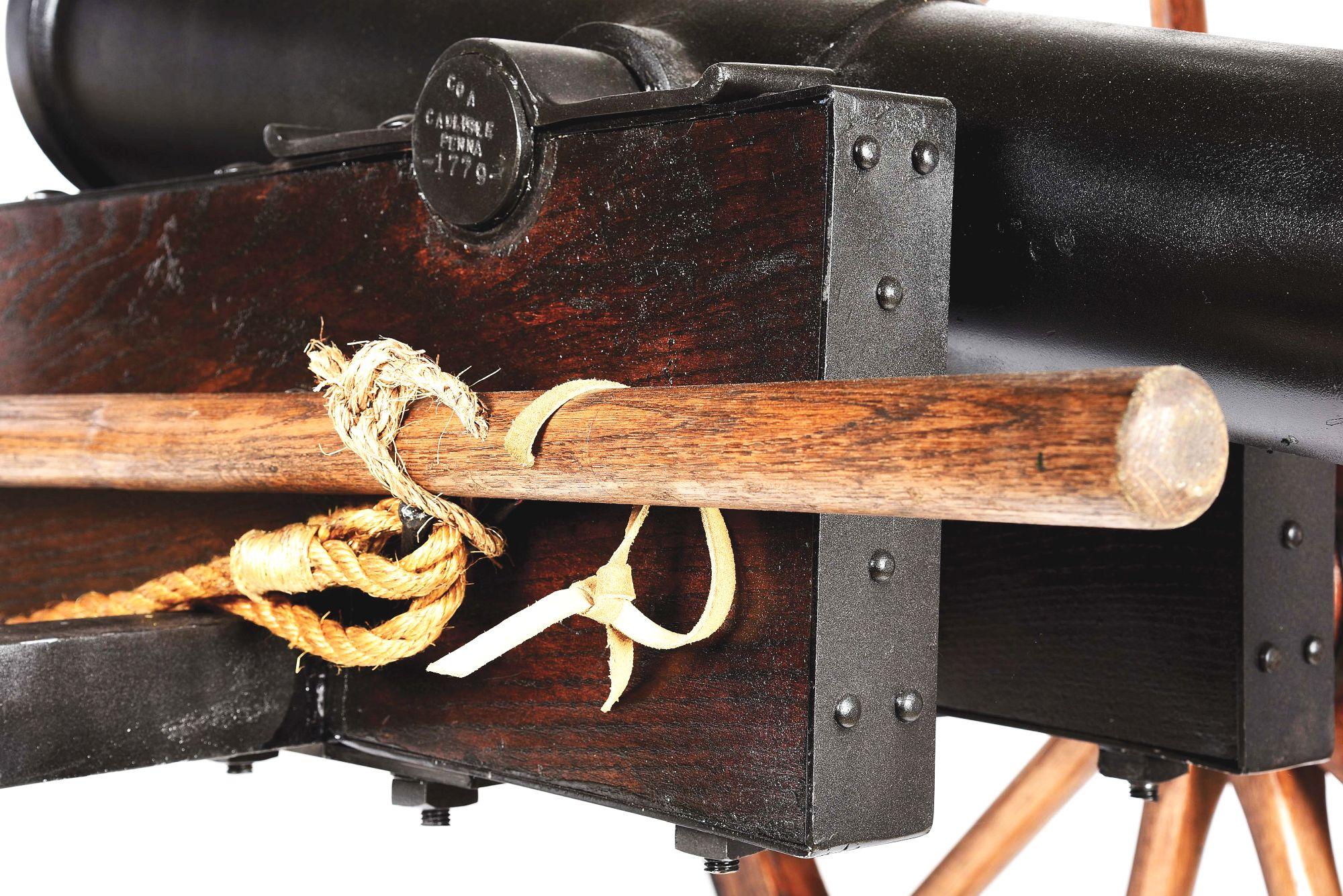 WELL-MADE FULL SCALE 3 POUNDER REVOLUTIONARY WAR STYLE CANNON WITH ACCESSORIES.