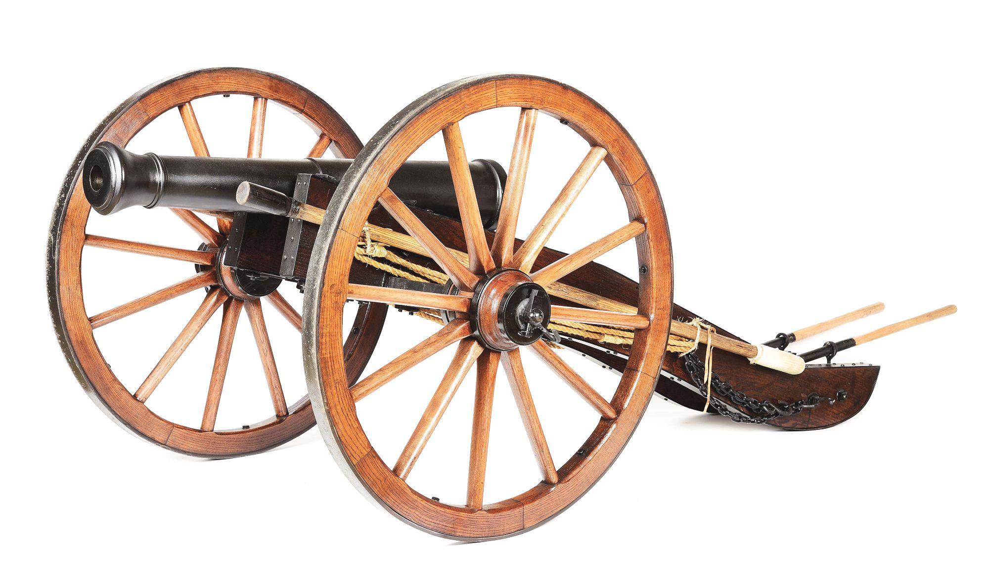 WELL-MADE FULL SCALE 3 POUNDER REVOLUTIONARY WAR STYLE CANNON WITH ACCESSORIES.