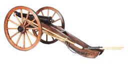 WELL-MADE FULL SCALE 3 POUNDER REVOLUTIONARY WAR STYLE CANNON WITH ACCESSORIES.