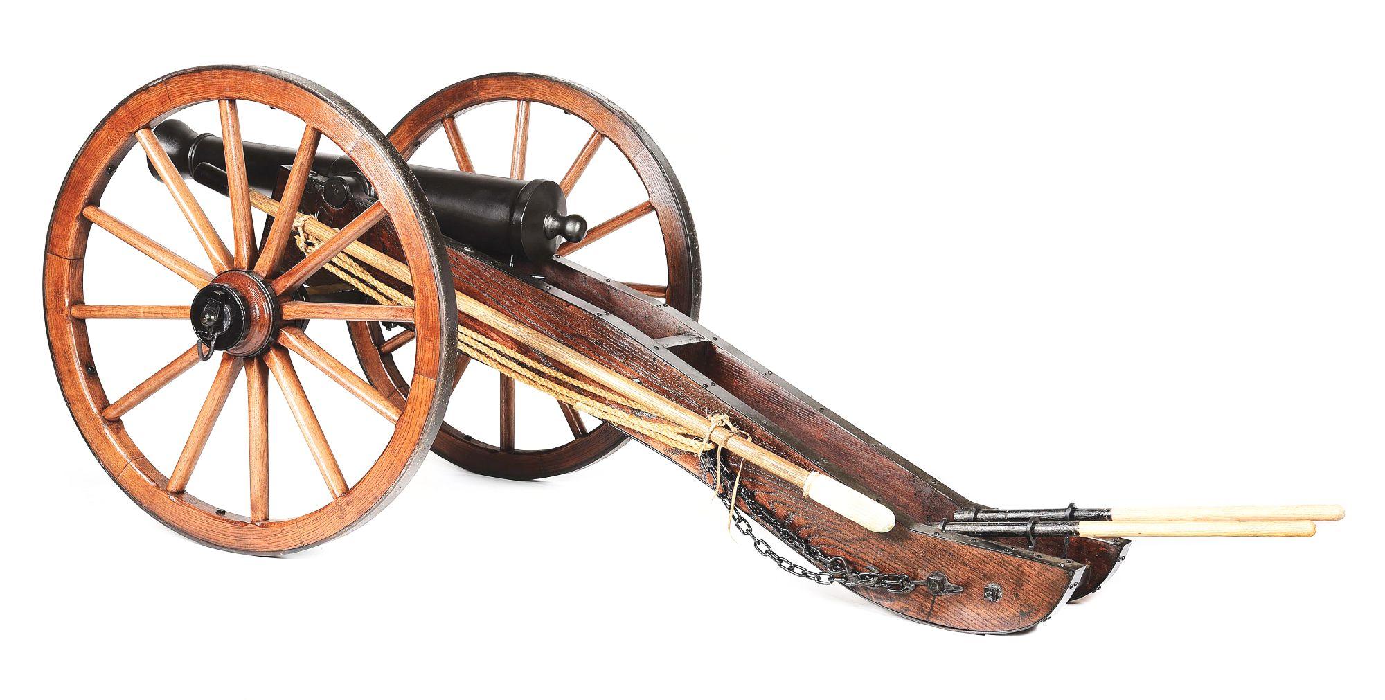 WELL-MADE FULL SCALE 3 POUNDER REVOLUTIONARY WAR STYLE CANNON WITH ACCESSORIES.