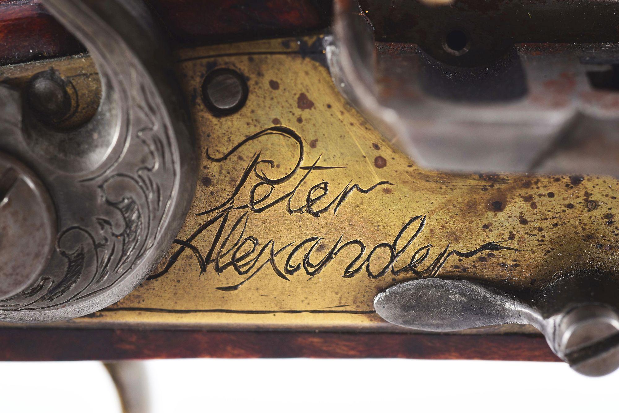 (A) FINE CONTEMPORARY FLINTLOCK KENTUCKY PISTOL BY PETER ALEXANDER DATED 1995.