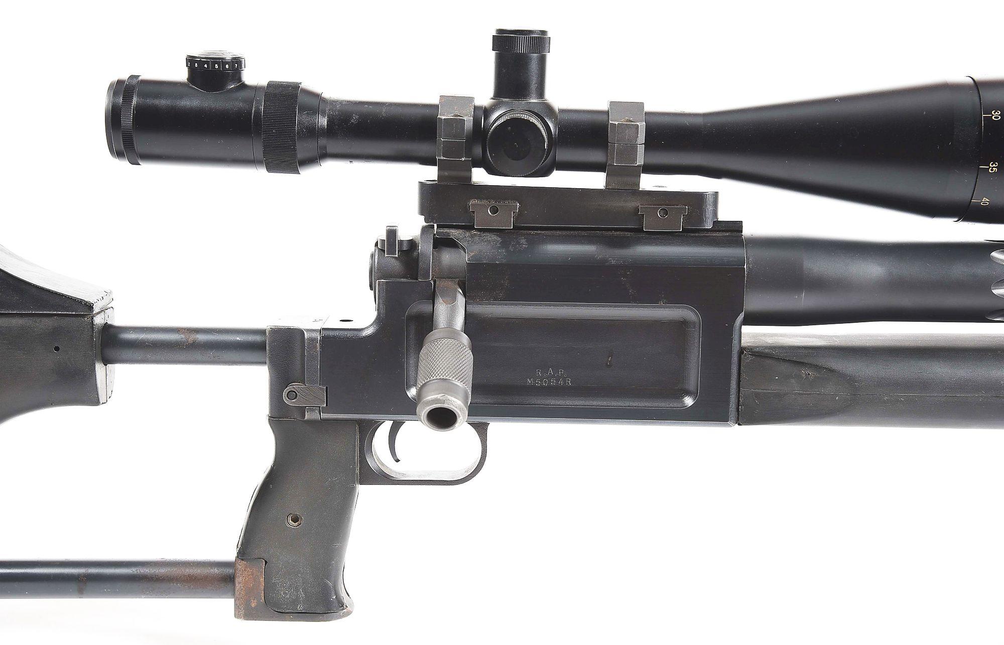 (M) RESEARCH ARMAMENT PROTOTYPE 500 .50BMG SINGLE SHOT BOLT ACTION RIFLE WITH NIGHTFORCE SCOPE.