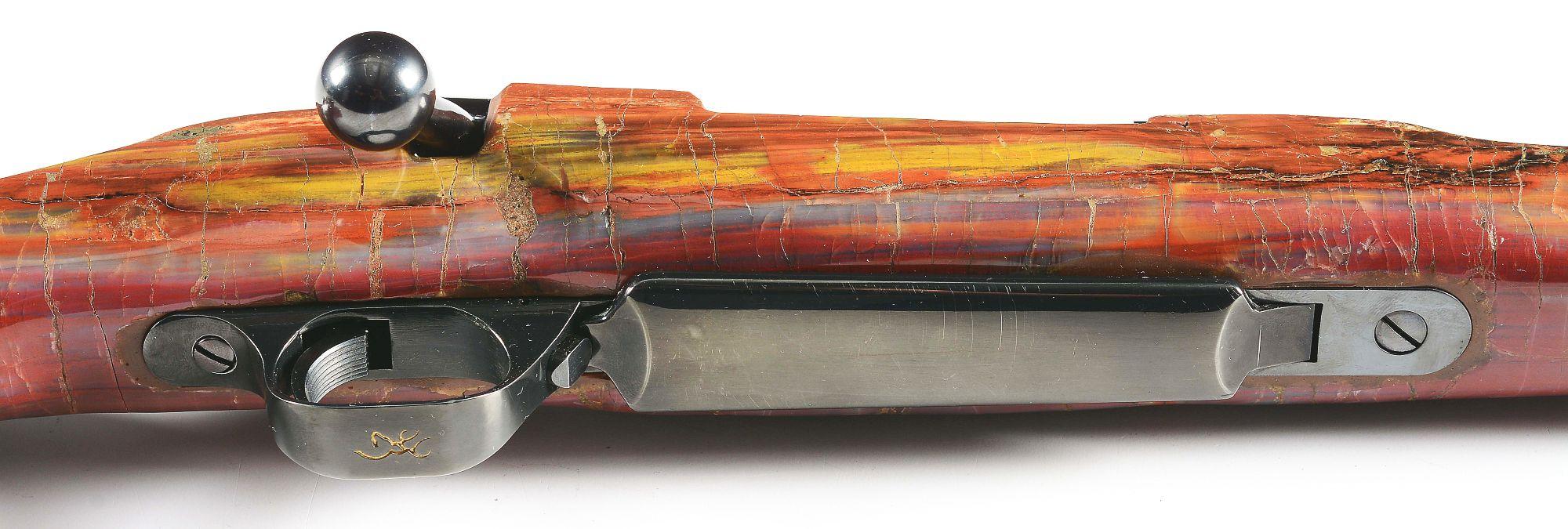 (M) PETRIFIED WOOD STOCKED BROWNING BBR BOLT ACTION RIFLE.
