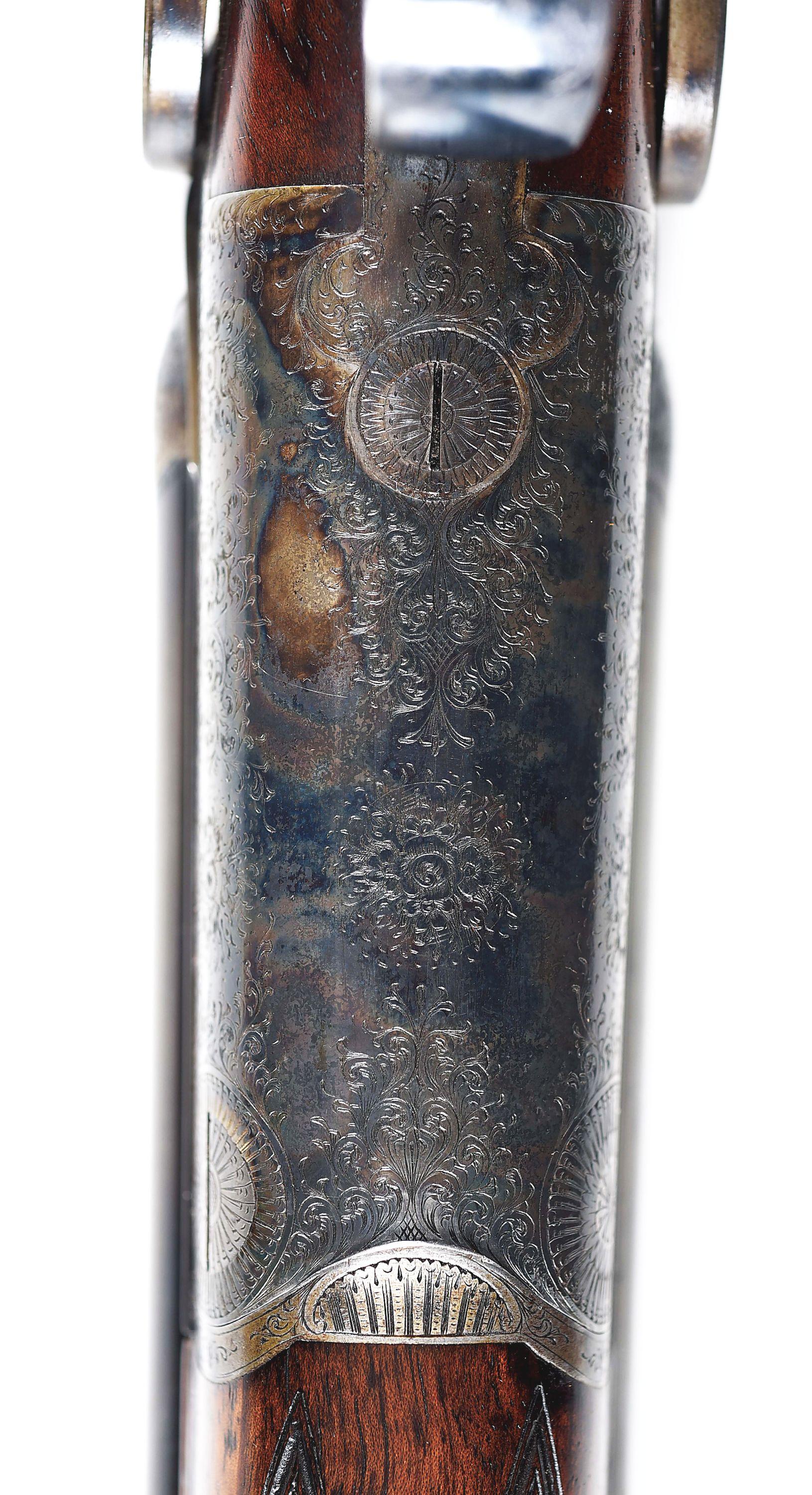 (A) RARE & BEAUTIFUL HOLLAND AND HOLLAND HAMMER .40-60 COLT DOUBLE RIFLE WITH TANG APERTURE SIGHT AN
