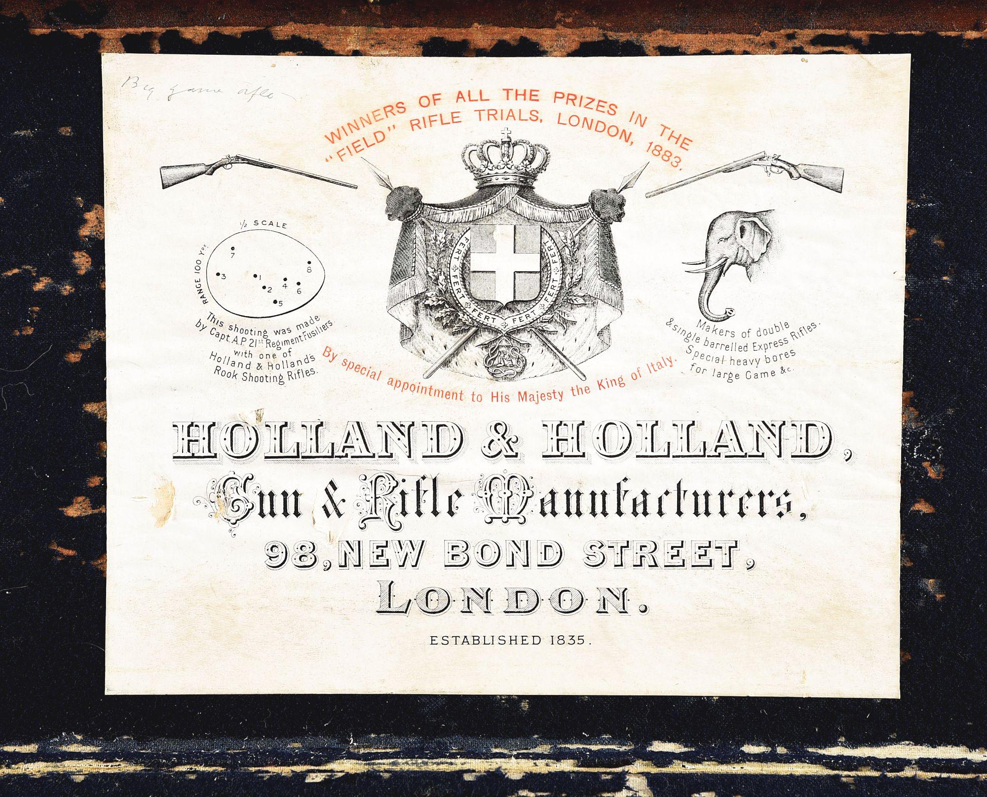 (A) RARE & BEAUTIFUL HOLLAND AND HOLLAND HAMMER .40-60 COLT DOUBLE RIFLE WITH TANG APERTURE SIGHT AN