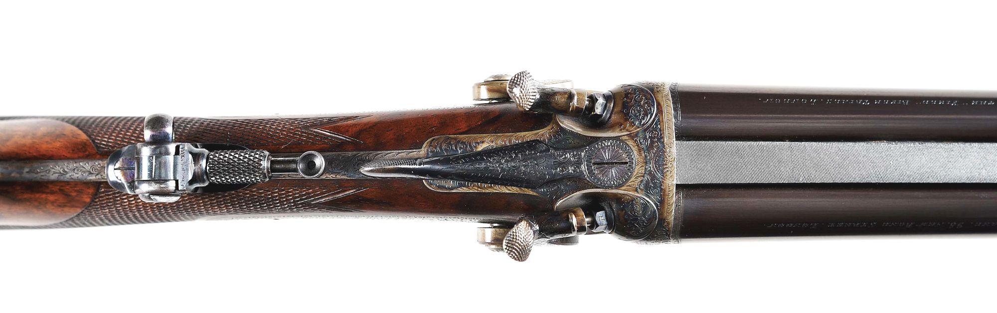 (A) RARE & BEAUTIFUL HOLLAND AND HOLLAND HAMMER .40-60 COLT DOUBLE RIFLE WITH TANG APERTURE SIGHT AN