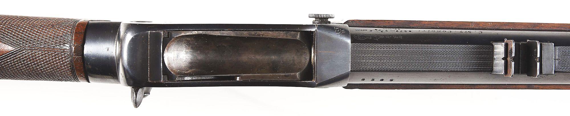 (C) A.D. JANSEN MARTINI-HENRY .577 CORDITE SINGLE SHOT BREECH-LOADING RIFLE WITH TWO BOXES OF .577 N