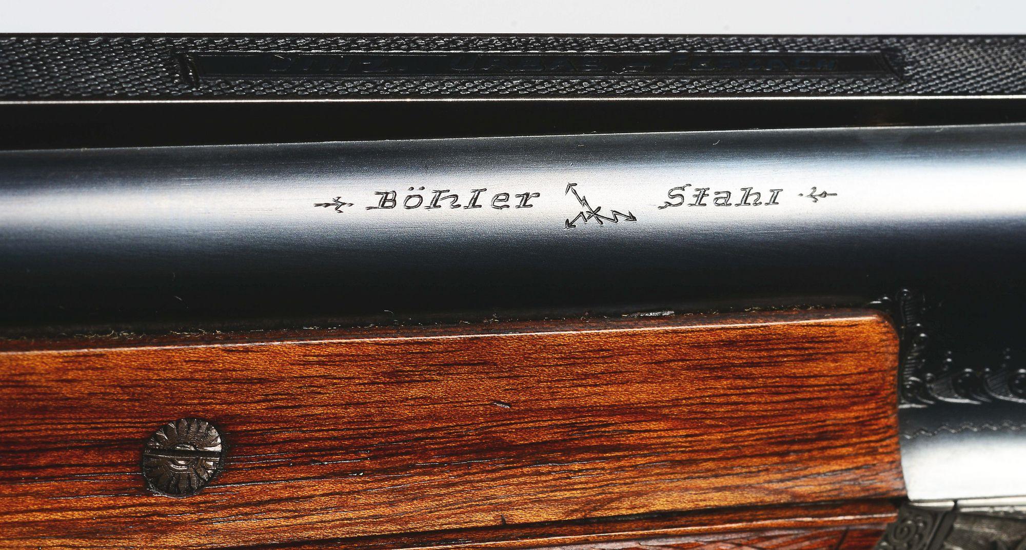 (C) ENGRAVED VINZ URBAS FERLACH RIB DRILLING RIFLE IN 16 GAUGE AND .22 LR.