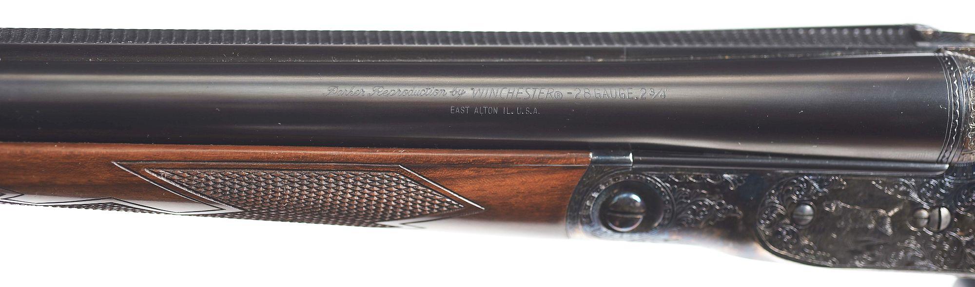 (M) CASED PARKER REPRODUCTION 28 BORE SXS SHOTGUN.