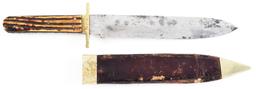 EDWARD BARNES & SONS "US" HUNTERS COMPANION BOWIE KNIFE WITH SHEATH.
