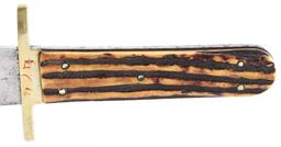EDWARD BARNES & SONS "US" HUNTERS COMPANION BOWIE KNIFE WITH SHEATH.