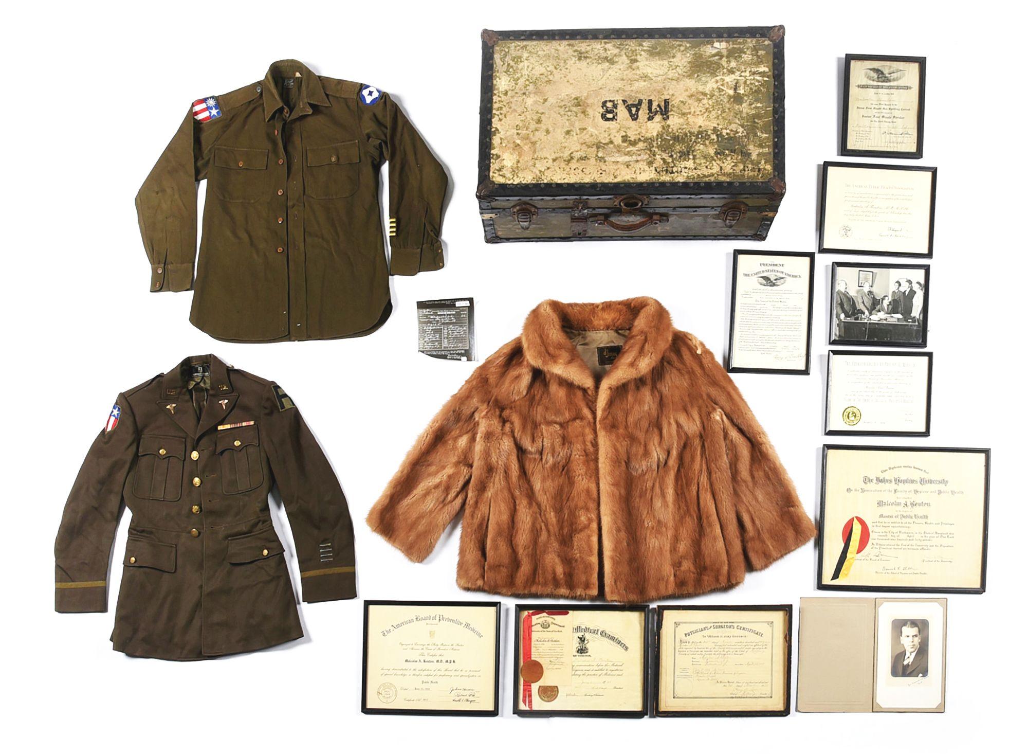 US WWII CBI FOOTLOCKER GROUPING ID'D TO CAPTAIN MALCOM A. BOUTON