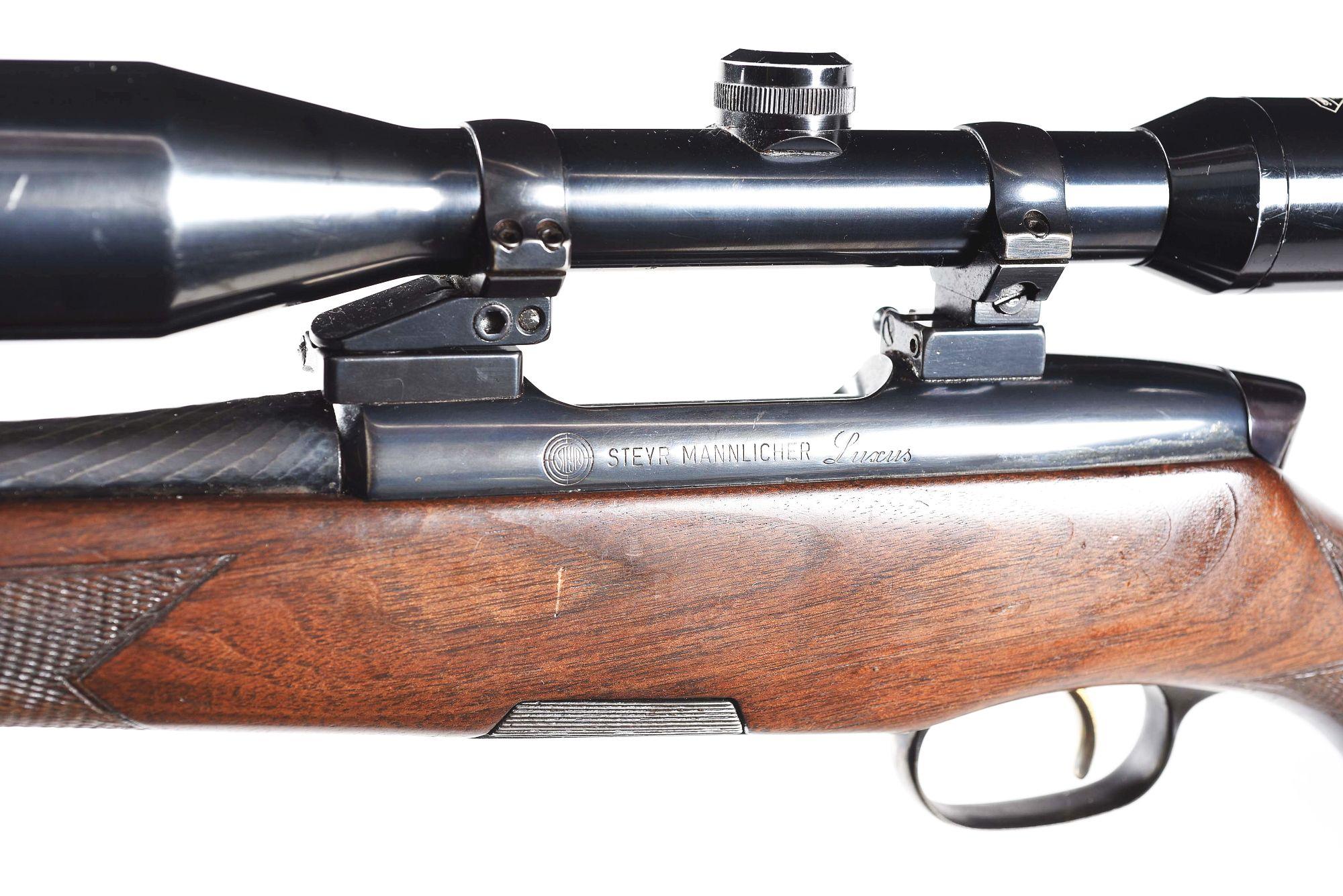 (M) STYER MANNLICHER LUXUS BOLT ACTION RIFLE WITH SWAROVSKI SCOPE.