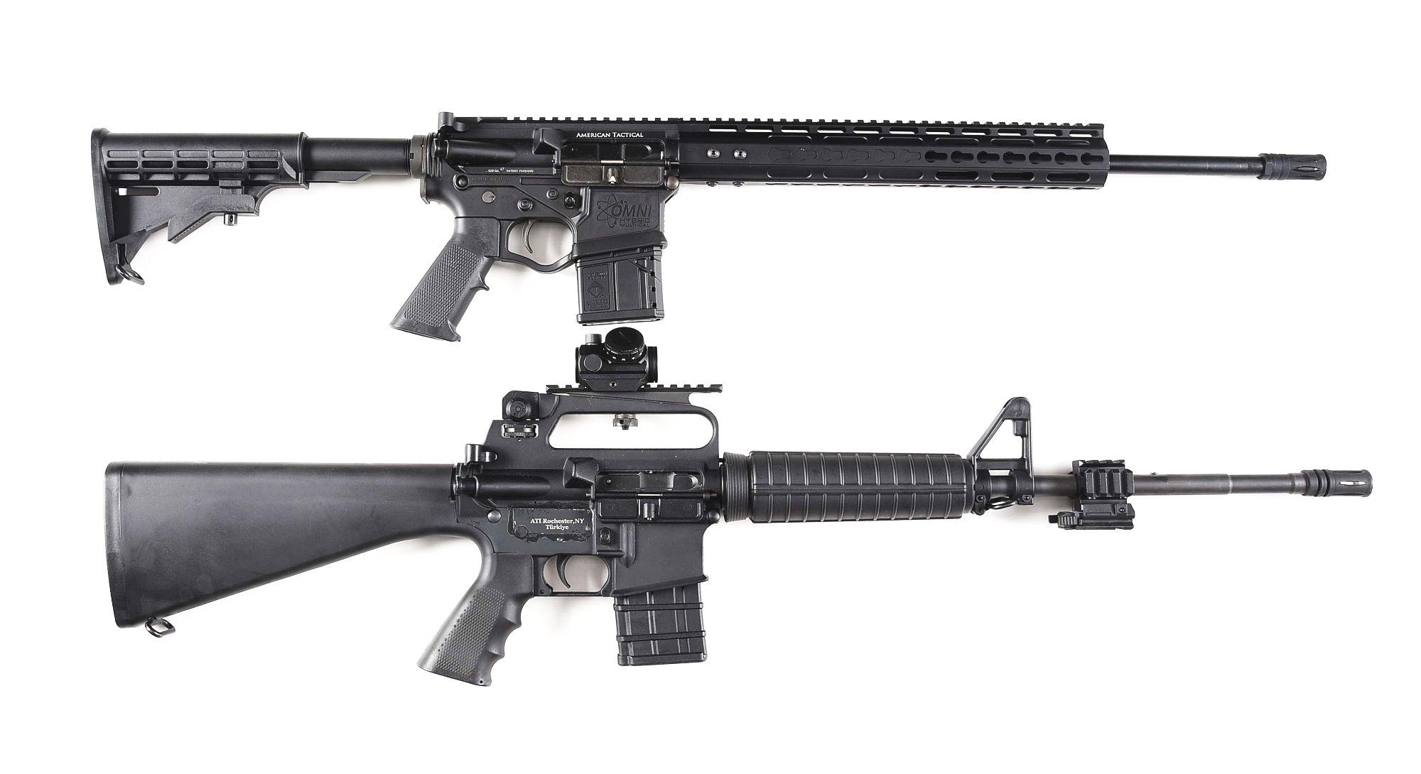 (M) LOT OF 2: ATI OMNI HYBRID AND SAFIRARMS T14 SEMI AUTOMATIC .410 AR PLATFORM SHOTGUNS.