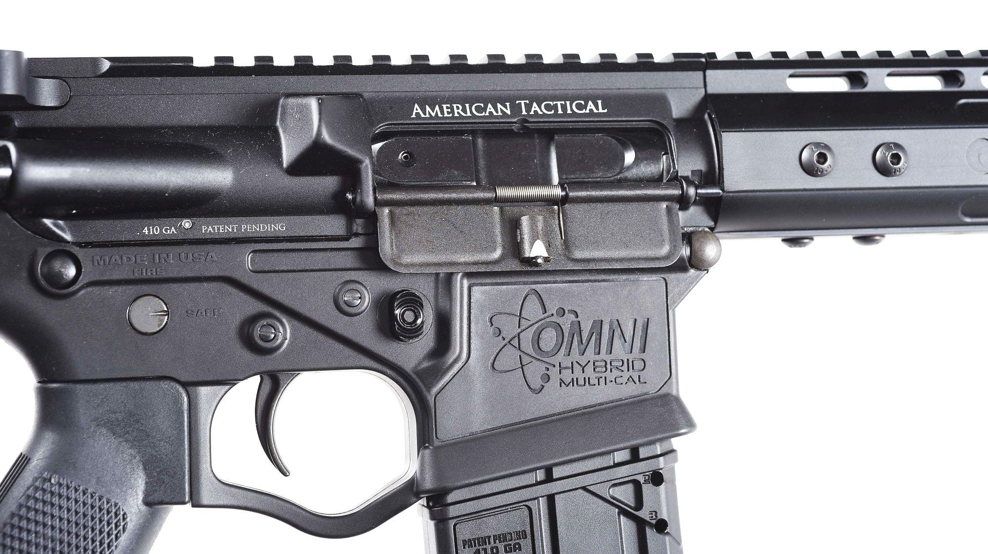 (M) LOT OF 2: ATI OMNI HYBRID AND SAFIRARMS T14 SEMI AUTOMATIC .410 AR PLATFORM SHOTGUNS.