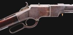 (A) DESIRABLE HENRY IRON FRAME LEVER ACTION RIFLE.