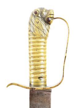 AMERICAN RE-HILTED LION POMMEL SABER WITH SCABBARD.