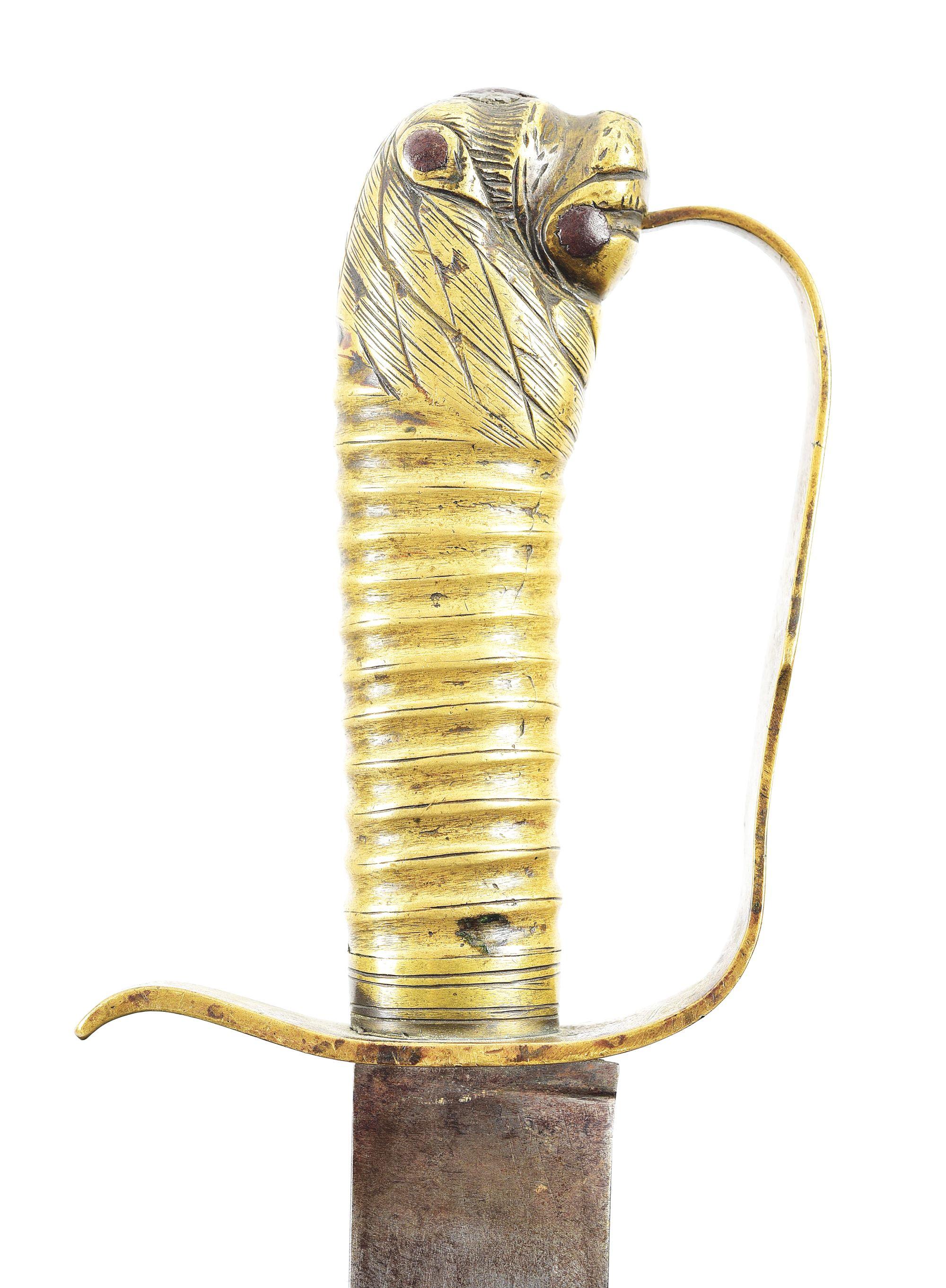 AMERICAN RE-HILTED LION POMMEL SABER WITH SCABBARD.