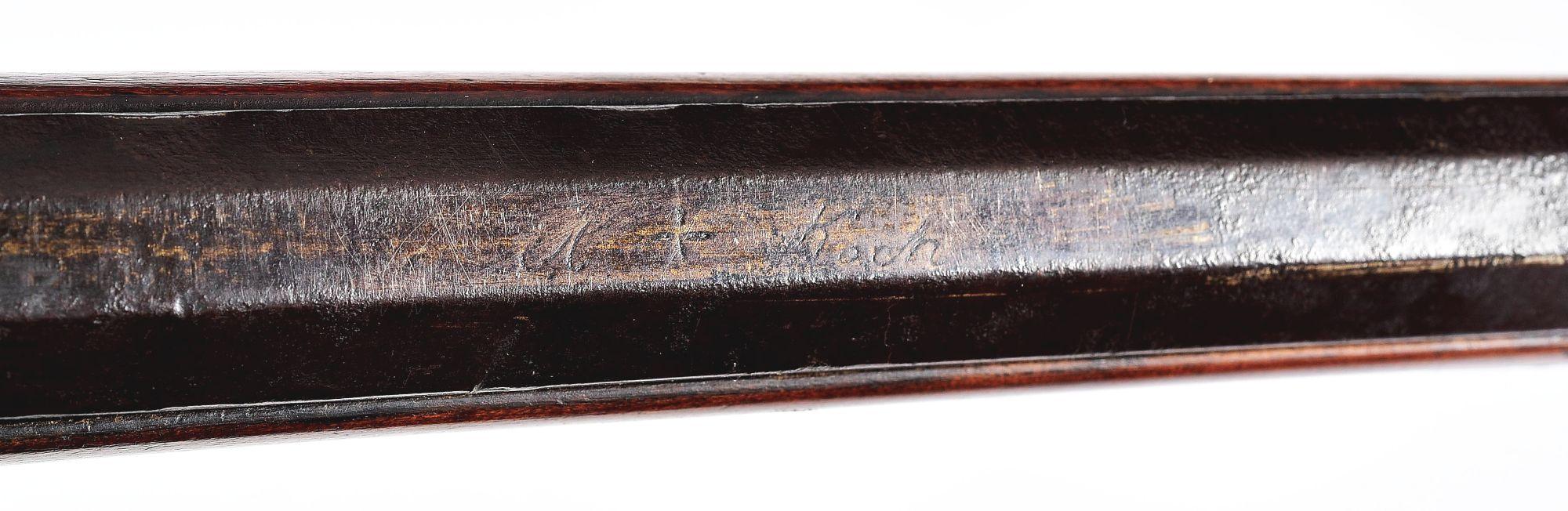 (A) FLINTLOCK KENTUCKY RIFLE SIGNED H. KOCH.