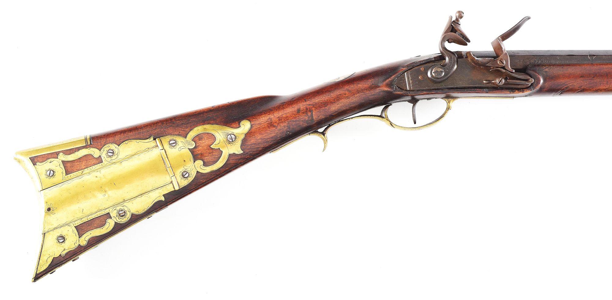 (A) FLINTLOCK KENTUCKY RIFLE SIGNED H. KOCH.